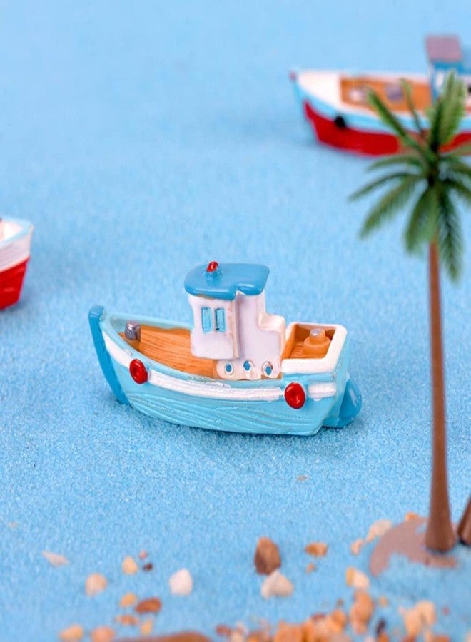 Mozff 2 Pcs Colorful Miniature Dollhouse Boat Mini Fishing Boat Model Mediterranean Decor Resin Desktop Boat Ornament Ocean Beach Micro Landscape Decoration Dollhouse Accessories - Image 5